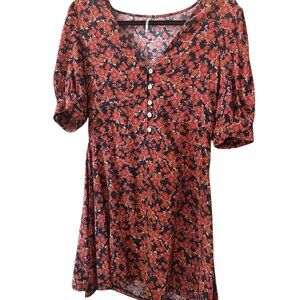 Free People Red Floral Mini Dress
